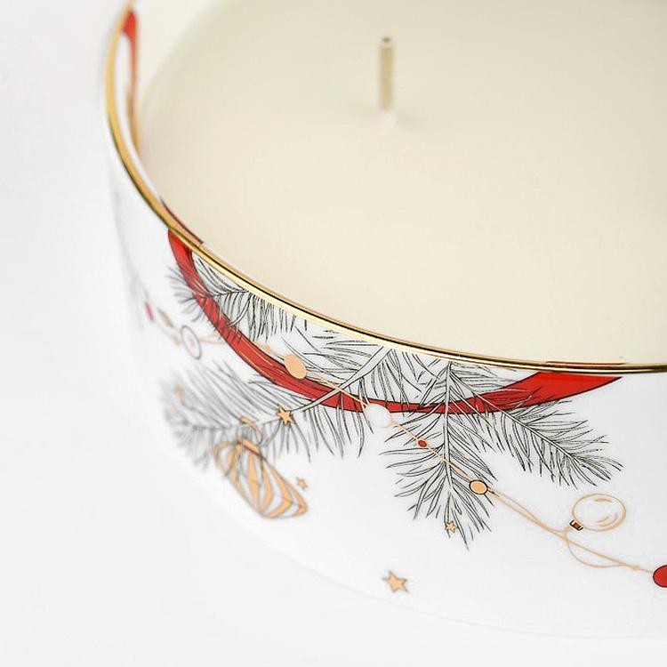 Аромасвеча Новогодняя с красной лентой, S New Year Pine Candle Small