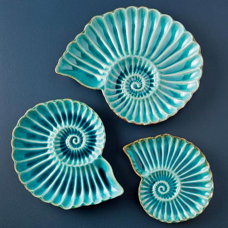 Круглое блюдо Морская ракушка, L Aqua Round Shell Dish Large