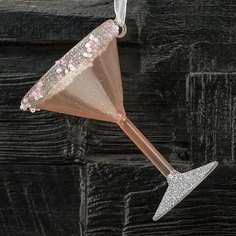 Ёлочная игрушка Hanger Martini Glass Pink 9 cm