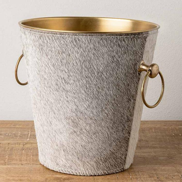 Ice Bucket With Cow Hide