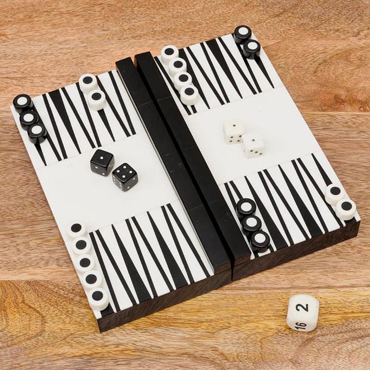 Настольная игра нарды элегантные чёрно-белые Backgammon Elegant Black And White