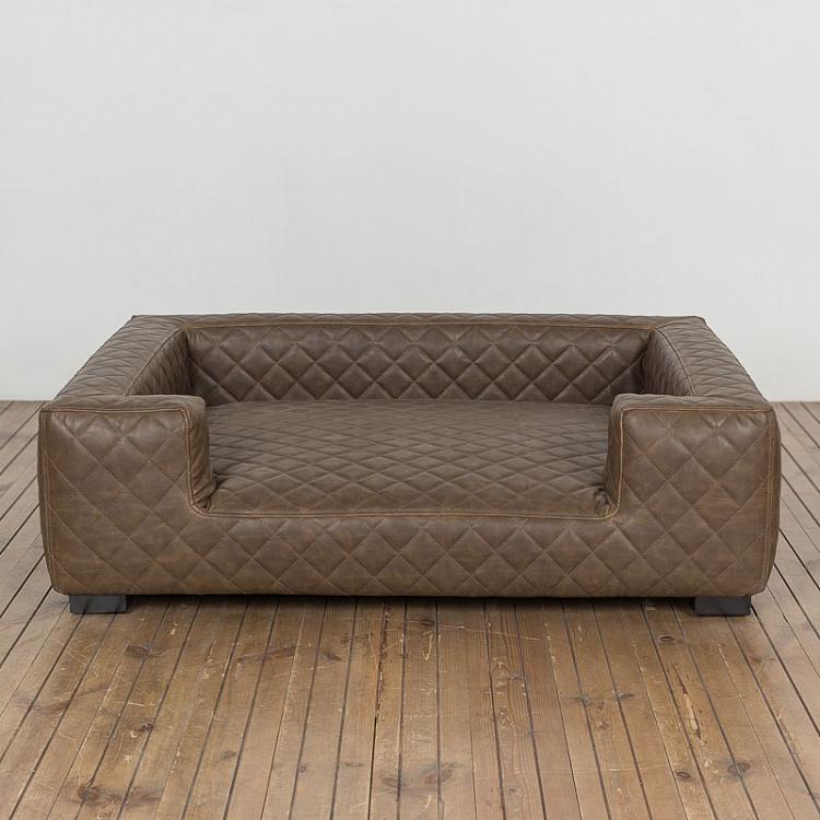 Коричневый диван для собак/кошек Эдоардо с прострочкой Бентли, L Edoardo Sofa Large, Charcoal Bentley Stitch