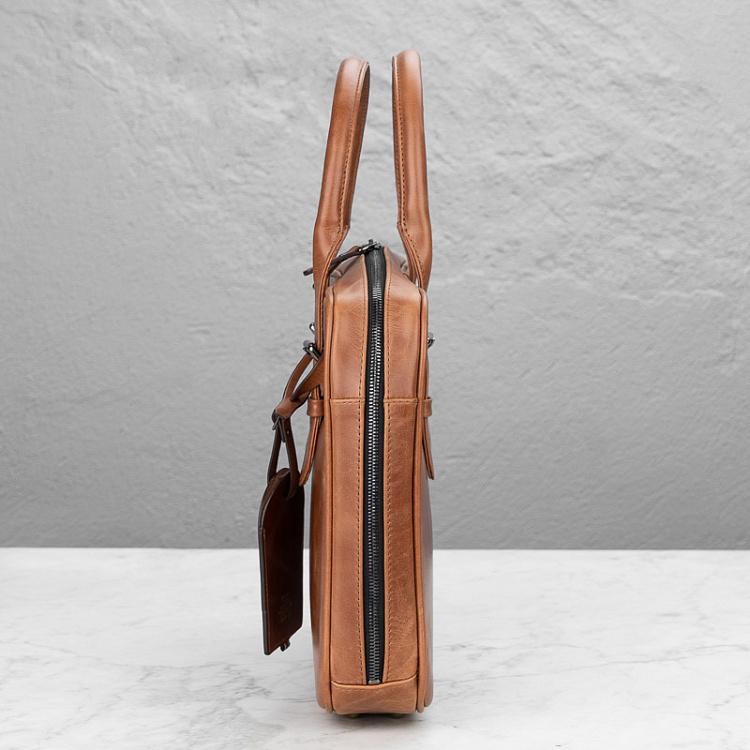 Коричневая кожаная мужская сумка Лонгшореман Longshoreman Briefcase, John Barr
