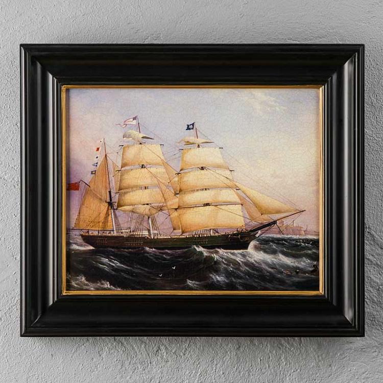 Картина маслом в чёрно-золотой раме Мореплавание 1 Shipping Scene 1, ANTB Frame