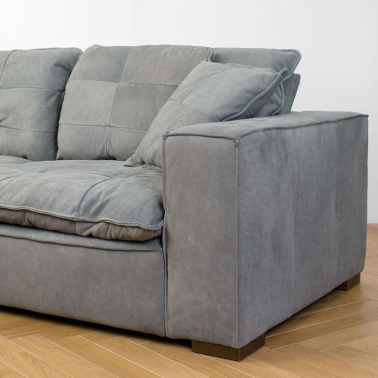 Трёхместный кожаный диван Сити, ножки цвета латуни City 3 Seater, Brass Metal Leather RM