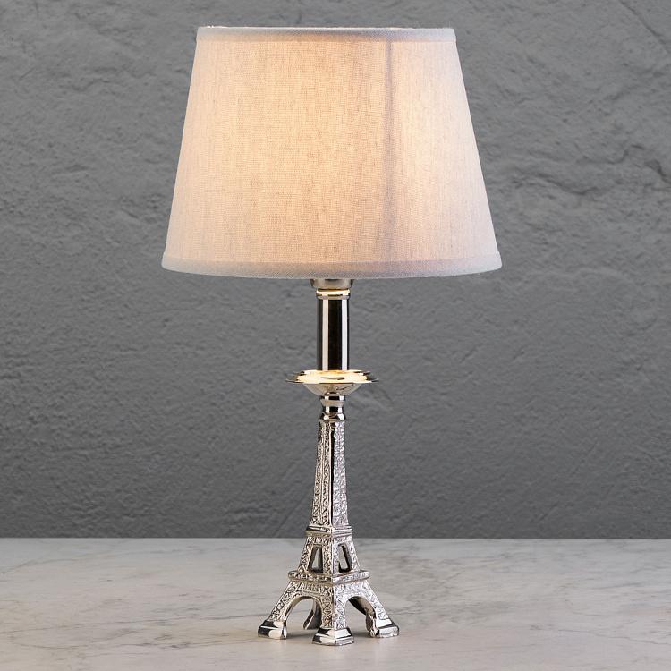 Настольная лампа с абажуром Эйфелева башня Eiffel Tower Silver Patina Table Lamp With Shade