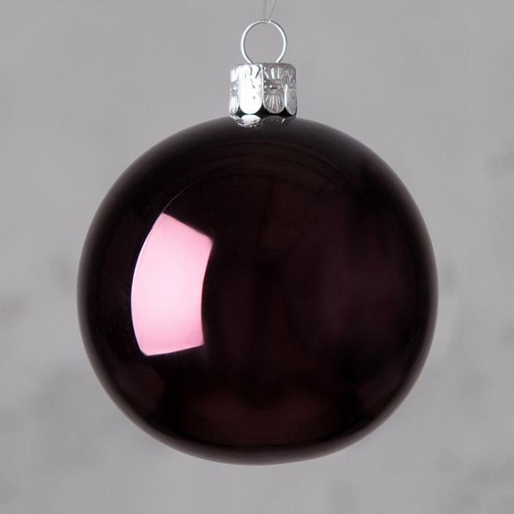 Тёмно-бордовый ёлочный шар дисконт4 Glass Shiny Ball Dark Purple 7 cm discount4