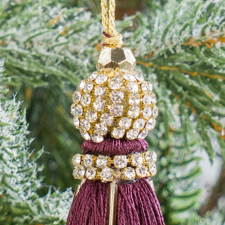 Новогодняя подвеска Фиолетовая кисточка с бусинами Tassel Beads Pendant Purple 16 cm