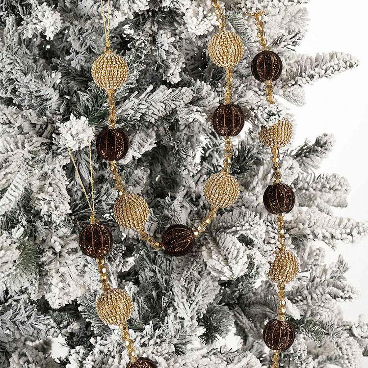 Гирлянда из Золотистых и коричневых шаров Garland With Balls Gold And Brown 182 cm