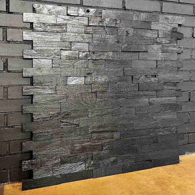 Стеновая панель из тика, угольно-чёрный цвет дисконт14 Teak Brick Panel Blackstone Finished discount14