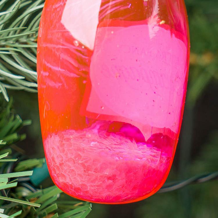 Ёлочная игрушка Розовое шампанское Glass Hanger Champagne Pink 14 cm