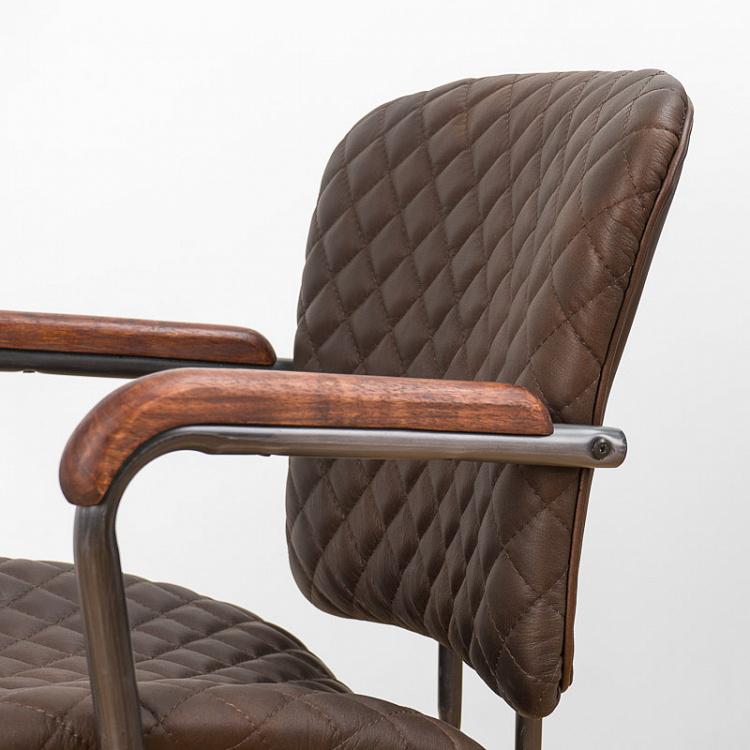 Рабочее кресло Милан, красно-коричневые подлокотники Ufficio Milano Armchair, Red Brown Wood D