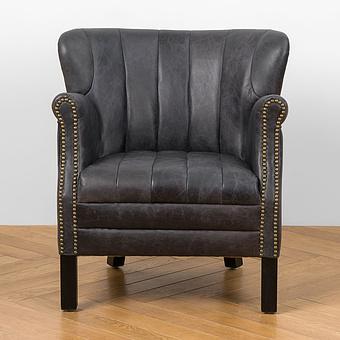 Кресло Paul Armchair With Stripes, Black Wood D натуральная кожа Antique Ebony - ракурс 2