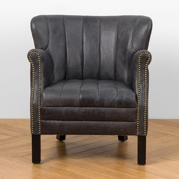 Кресло Paul Armchair With Stripes, Black Wood D натуральная кожа Antique Ebony - ракурс 2