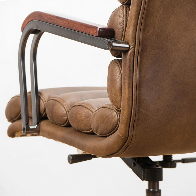 Рабочее кресло Турин, красно-коричневые подлокотники Ufficio Torino Armchair, Red Brown Wood D