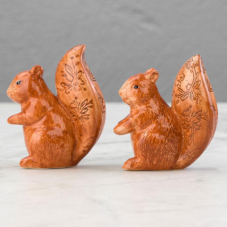 Набор для специй Белочки с цветочным узором на хвостах Set Of 2 Salt And Pepper Squirrels Flowery Tail