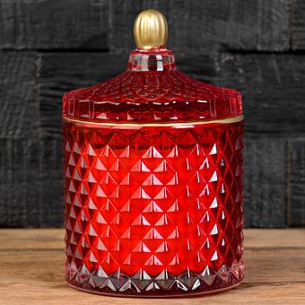 Арома-свеча Aroma Candle In Red Faceted Glass Berry Rose Small