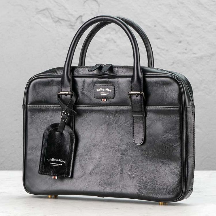 Чёрный кожаный портфель Портфолио Portfolio Briefcase, Bowler Black