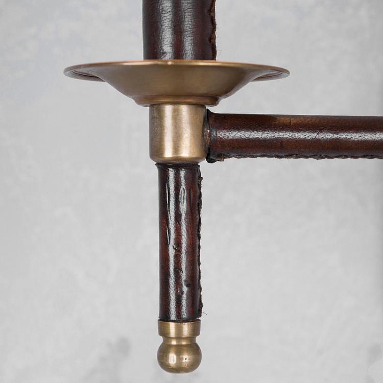 Поворотное бра Мейфэр с бежевым льняным абажуром Leather Copper Wallsconce With Shade Beige Linen