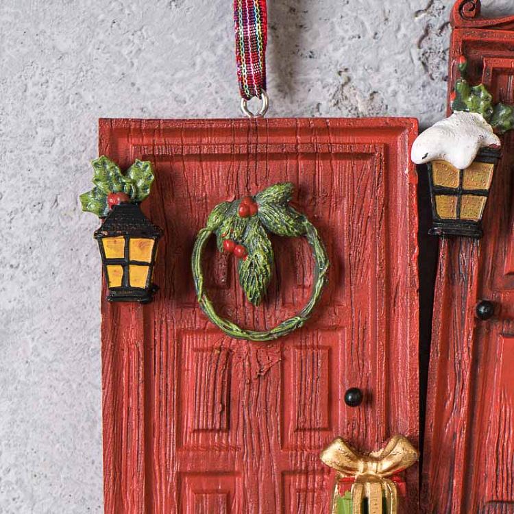 Набор из двух ёлочных игрушек Рождественские двери Set Of 2 Xmas Decorated Doors 11 cm