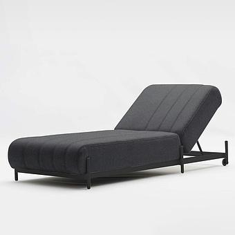 Садовый шезлонг-лежак Luna Lounger, Black акриловая ткань Light Stone