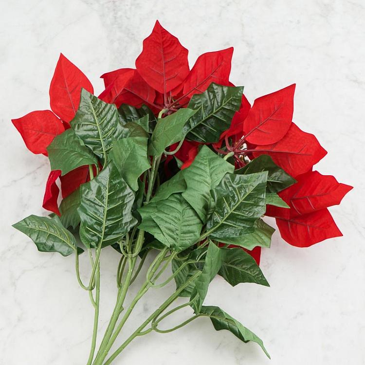 Искусственный цветок Пуансеттия Fabric Poinsettia Bush 53 cm