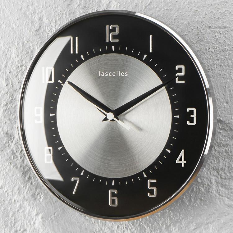 Чёрные настенные часы в стиле деко  Deco Domed Wall Clock Black