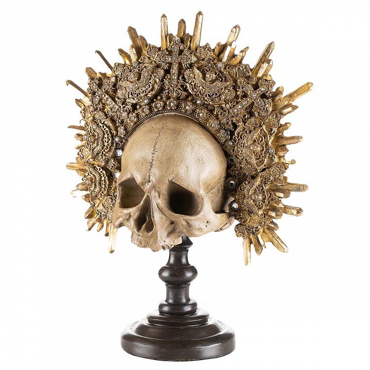 Статуэтка Череп в золотистом кокошнике Skull In Kokoshnik