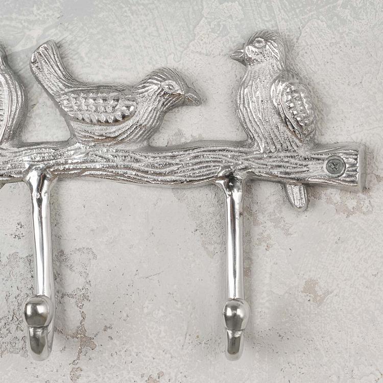 Четырёхместная настенная вешалка Птицы на ветке Metal Rack With 4 Hooks Birds