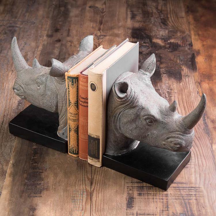 Набор из двух держателей для книг Носороги Bookend Rhino Heads