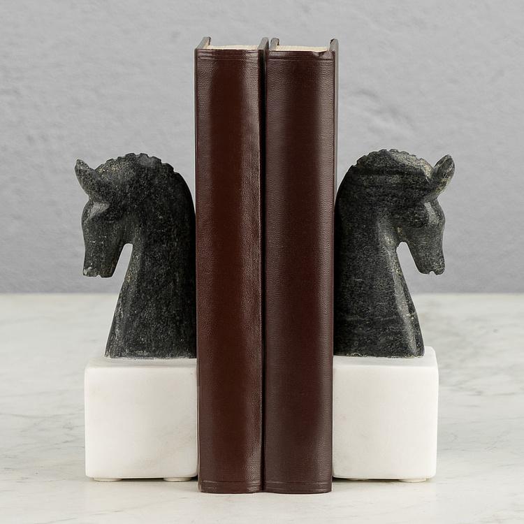 Набор из двух держателей для книг Мраморные лошади Bookend Marble Horses