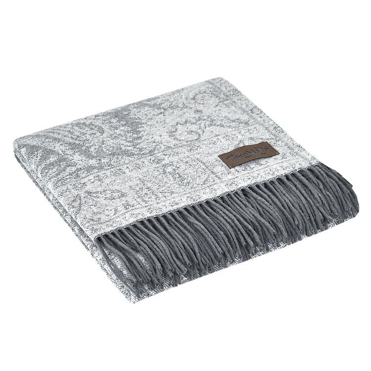 Серый хлопковый плед Магнолия, 130x180 см Magnolia Plaid Grey 130x180 cm