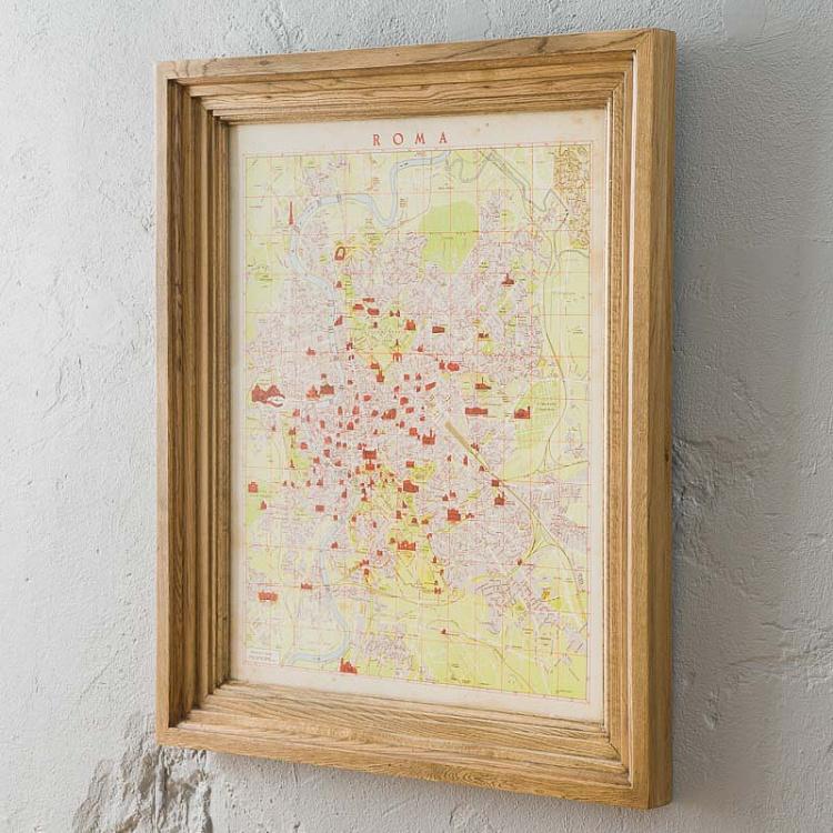 Картина-принт Карта Рима, рама из высветленного дуба Classic Map Rome, Weathered Oak