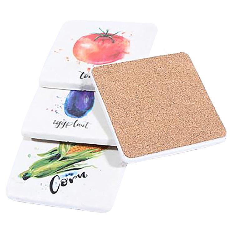 Набор из четырёх подставок под стаканы Овощи Set Of 4 Stone Coasters Vegetables