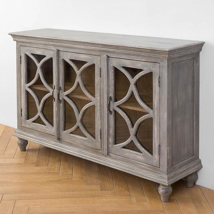 Серый сервант с тремя дверцами Вильнёв Villeneuve Sideboard With 3 Doors Grey