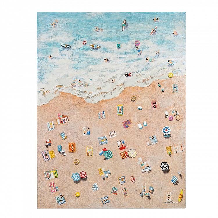 Canvas Acrylic Painting Beach Multicoloured