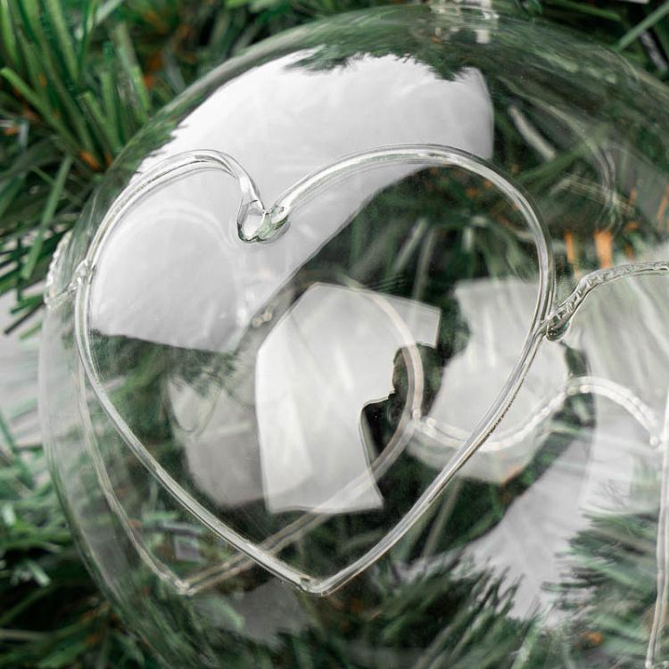 Ёлочный шар с сердечками Christmas Bowl With Hearts And Ropy Finish 15 cm