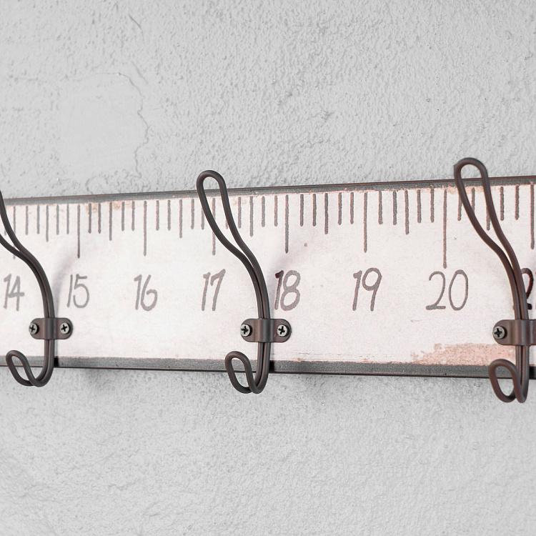 Девятиместная настенная вешалка Винтажная линейка Measuring Rod Wall Rack 9 Hooks