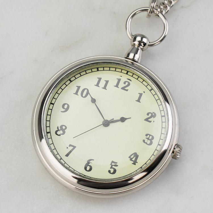 Карманные часы с узором на крышке и цепочкой  Brass Patina Pocket Watch With Chain