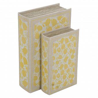 Набор из 2-х шкатулок Set Of 2 Book Boxes Linen Leaf Motif