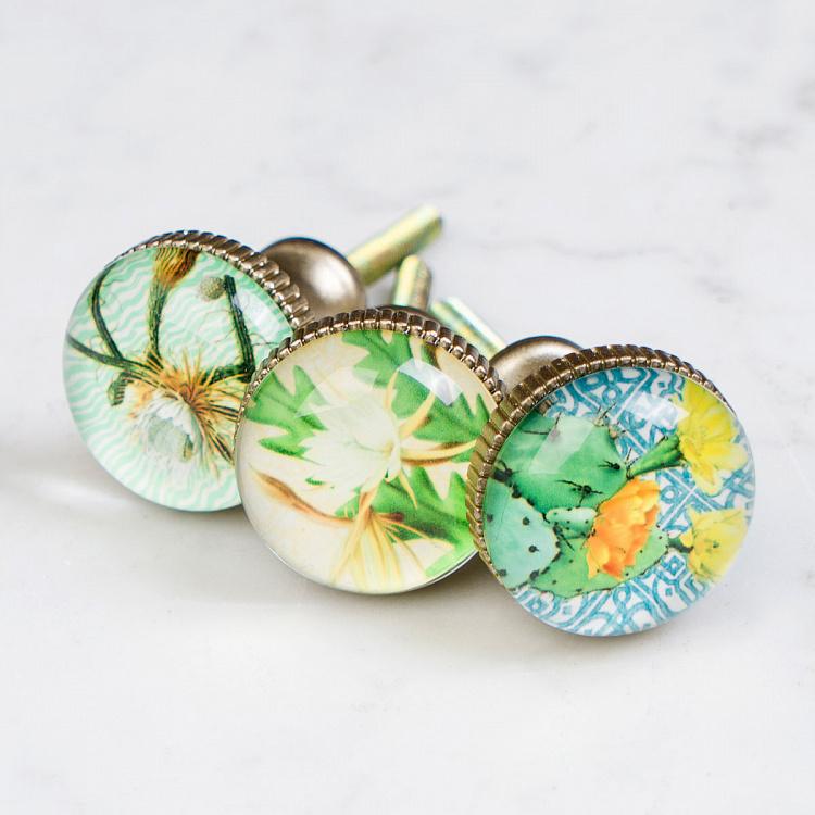 Set Of 3 Knobs Floral