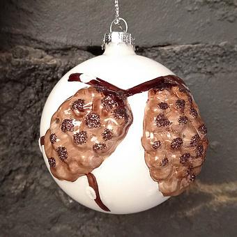 Glass 3D Cone Ball 1 White/Brown 8 cm discount