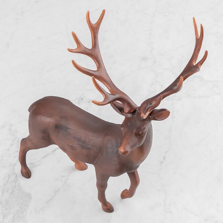 Новогодняя фигурка Прогуливающийся олень Walking Wood Look Deer Brown 46,5 cm