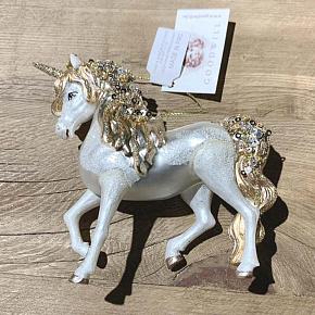 Glass Fantasy Unicorn White/Gold 15 cm