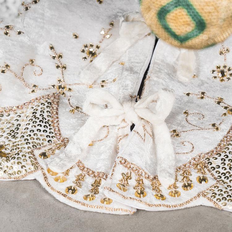 Коврик-юбка под ёлку большой цвета слоновой кости с золотым Christmas Tree Skirt Ivory Gold 120&nbsp;cm