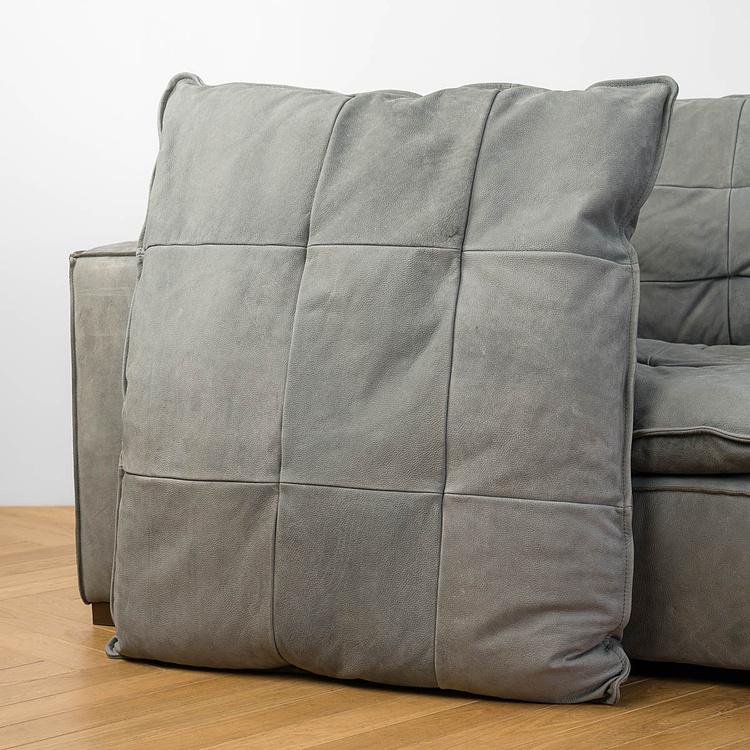 Трёхместный кожаный диван Сити, ножки цвета латуни City 3 Seater, Brass Metal Leather RM