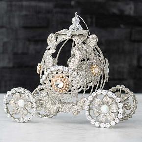 Metal Winter Ice Carriage Silver 15 cm