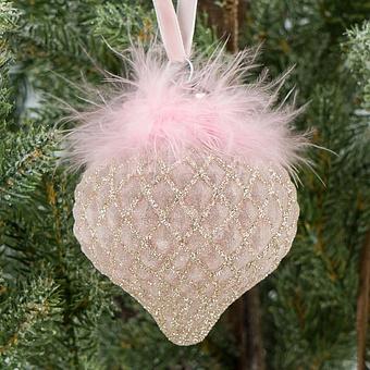 Multifaceted Bulb With Fluff Pink 8 cm