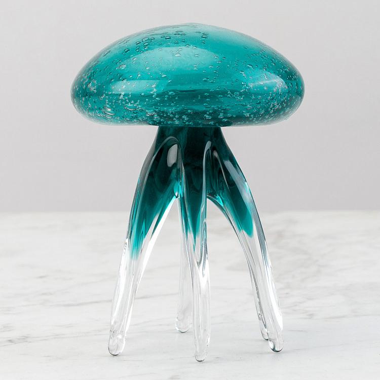 Статуэтка Стеклянная бирюзовая медуза, L Glass Turquoise Jellyfish Large