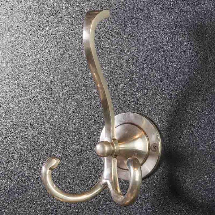 Double Robe Hook Antique Silver